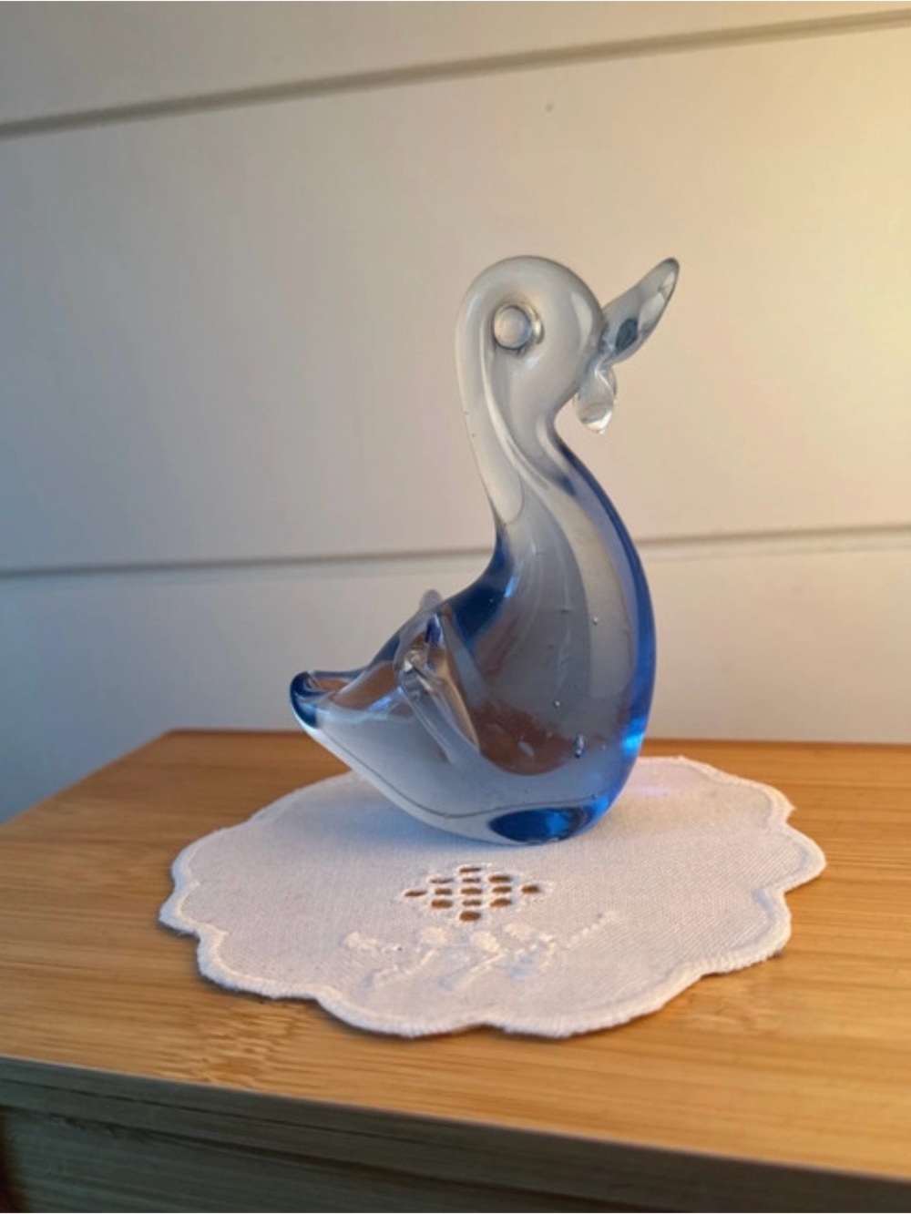 Murano Blue Glass Duck Figurine